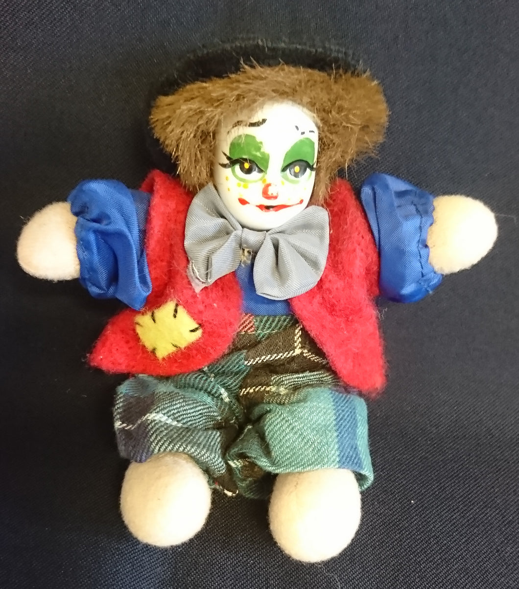 CLOWN PUPPE - Mittelgroß, Stoff / Glas, Handarbeit, Handbemalt (B)