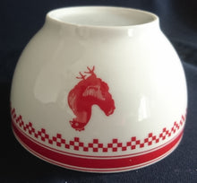 Lade das Bild in den Galerie-Viewer, FRÜHSTÜCKS MÜSLISCHALE - Porzellan, Huhn Hähnchen Abstrakt Kästchen Linien Motiv Dekor
