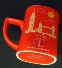 Lade das Bild in den Galerie-Viewer, THERMO KAFFEETASSE - Porzellan, Twitter #GoodMorningLondon Nescafe Aufschrift Big Ben Tower Bridge Motiv Dekor
