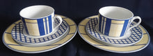 Lade das Bild in den Galerie-Viewer, 2er Set KAFFEETASSEN "Flirt" "French Vanilla" - Porzellan, Symetrisches Geometrisches Linien Balken Striche Karo Motiv Dekor
