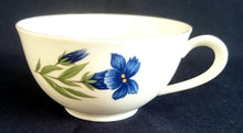 Lade das Bild in den Galerie-Viewer, TEETASSE - Porzellan, Enzian Blumenblüten Goldrand Dekor
