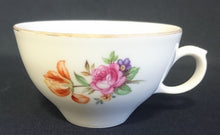 Lade das Bild in den Galerie-Viewer, TEETASSE - Porzellan, Goldrand Rosen Blumen Motiv Dekor
